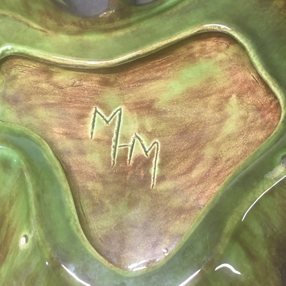 Heavy Glazed Ceramic Green Maple Leaf Serving Platter - Picture 3 of 6